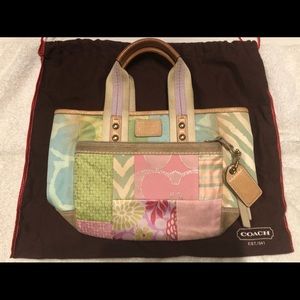 Vintage Coach Jacquard Pastel Patchwork Handbag